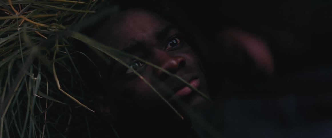 A black man lies in the grass as another man chokes him