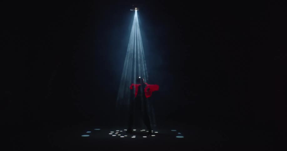 Human posing in dark room