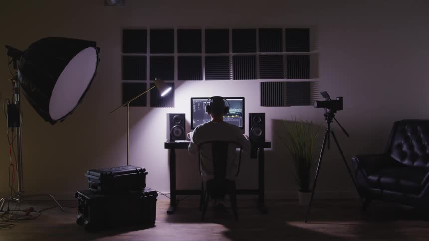 A man working on a video editing software