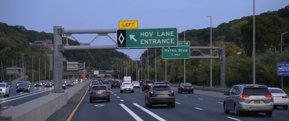The highway is full of traveling vehicles