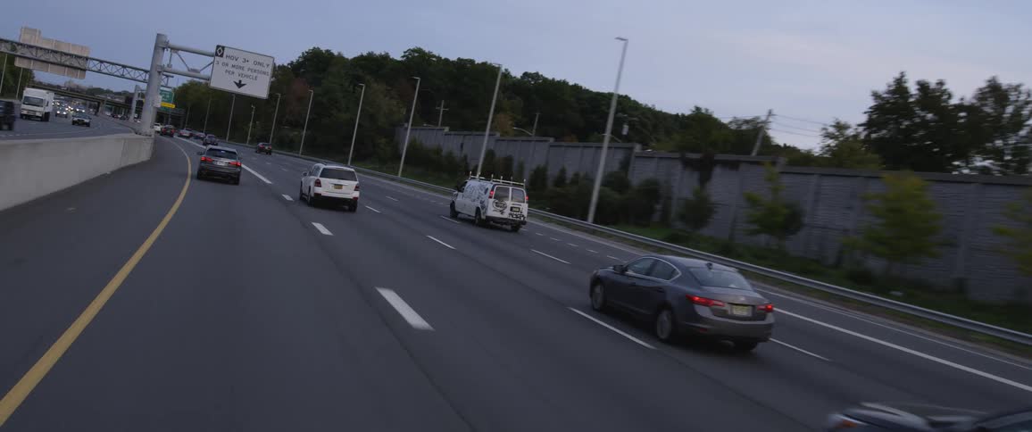 Cars driving down a freeway