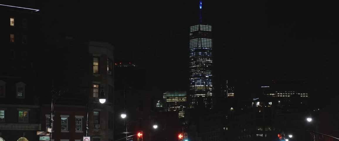 One world trade center in lower manhattan new york city at night