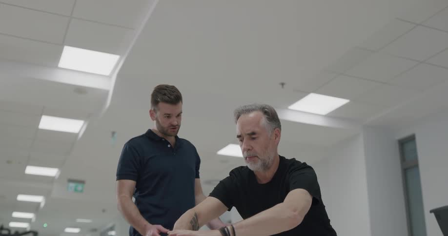 Two men working out
