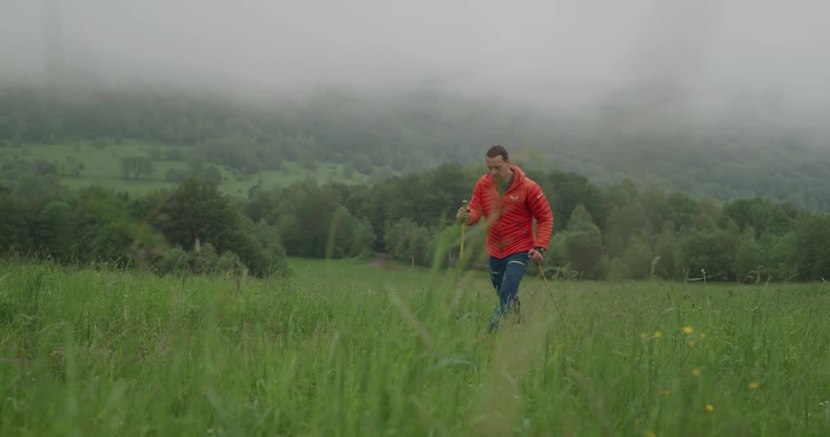 A man walking in a field