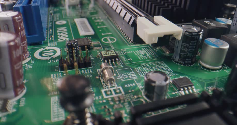 Close up of a computers hardware components