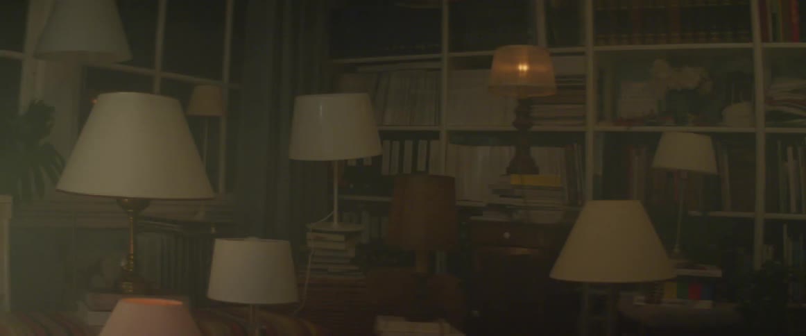 A bunch of lamps flashing erratically