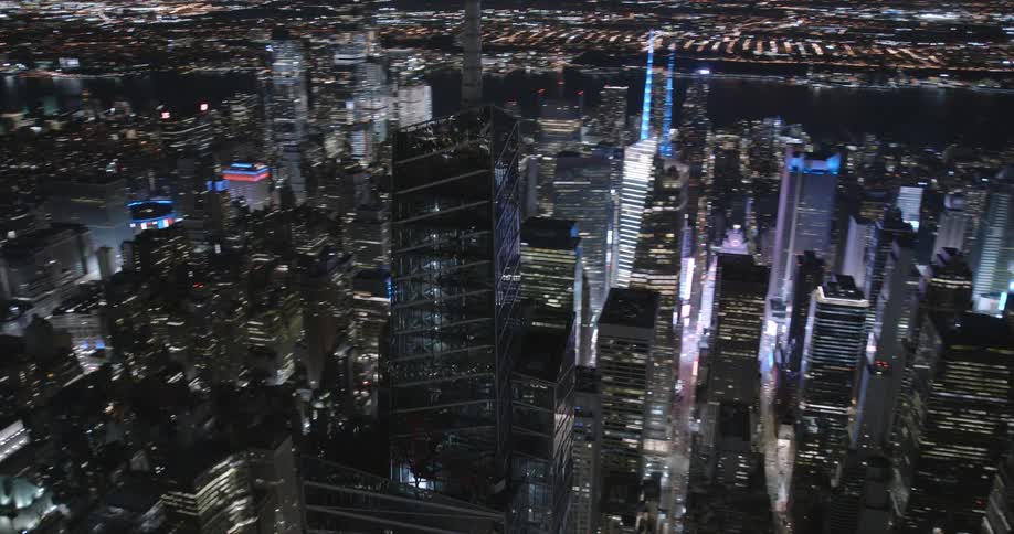 A city skyline with roads buildings and skyscrapers