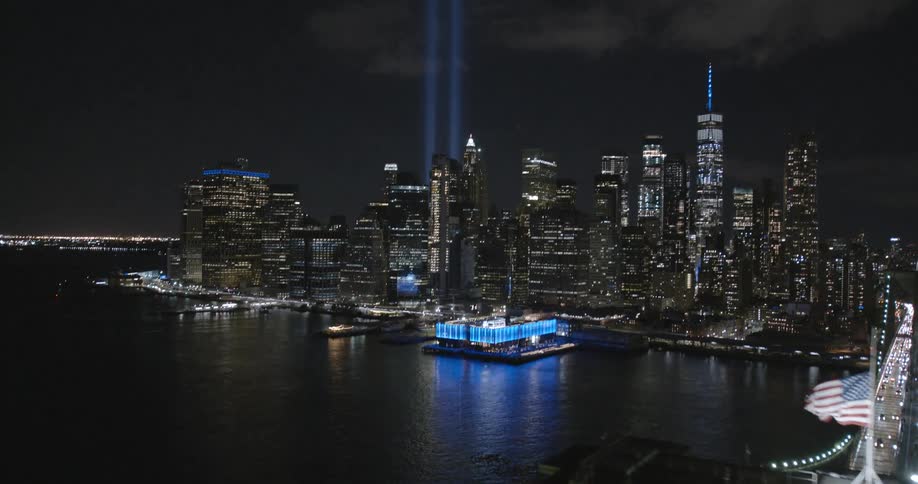 Aerial shot of new york city on september 11th
