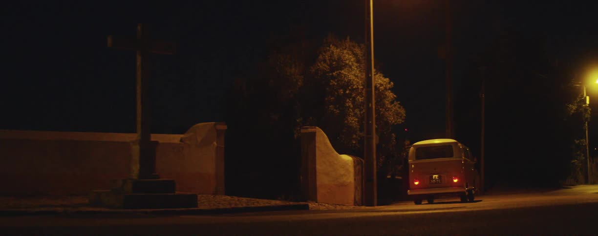 A van stopped on a road
