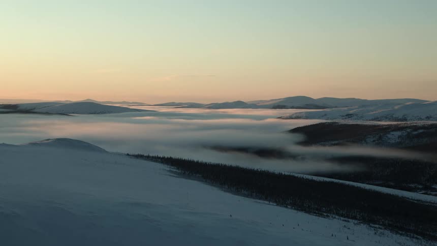 Clouds are covering the mountains