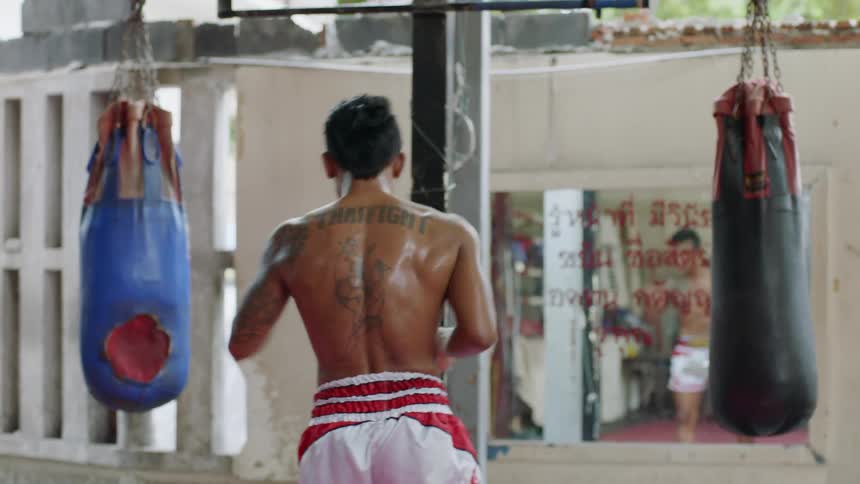 A man practicing boxing