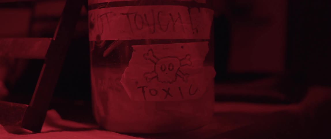 Warning signs on a container