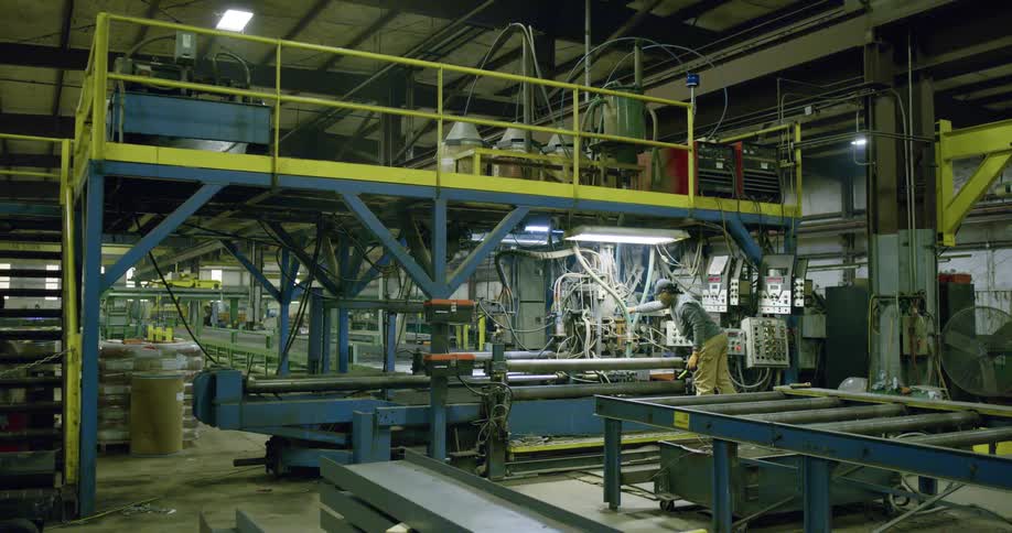A man is working in the warehouse