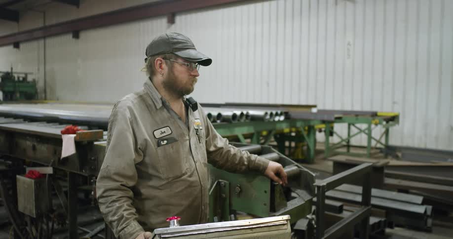A man operating heavy machinery