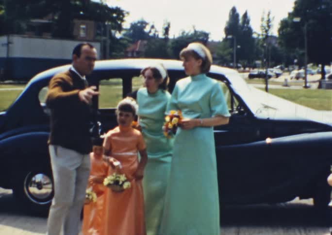 A family exiting a car