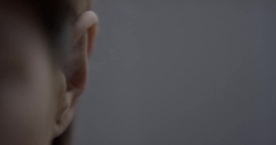 Ear lobe on the side of a head