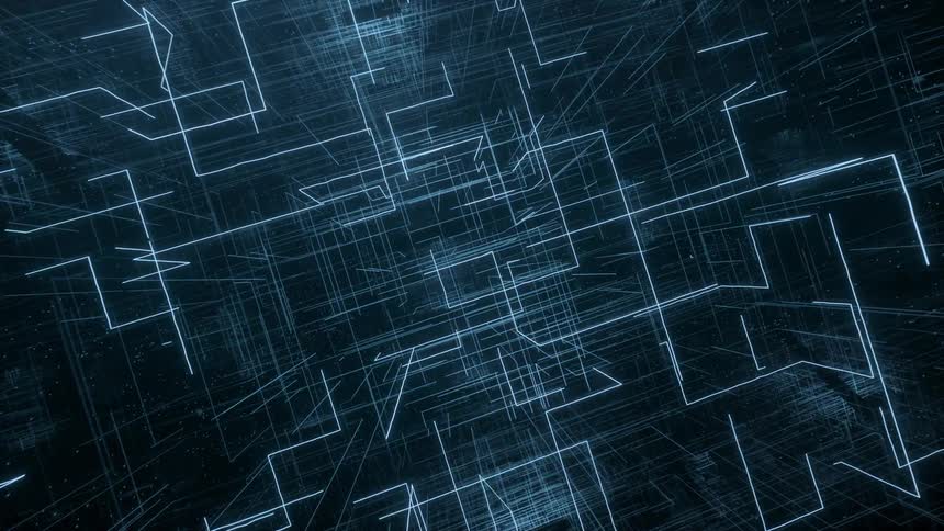 Data packets travel through a dark void