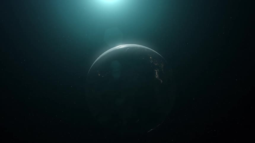 Light shining down on Earth
