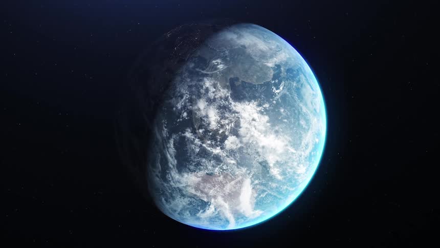 Planet Earth rotating in space as a shadow moves over the planet