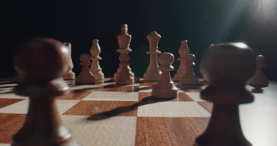 A chess player moves a piece over two spots
