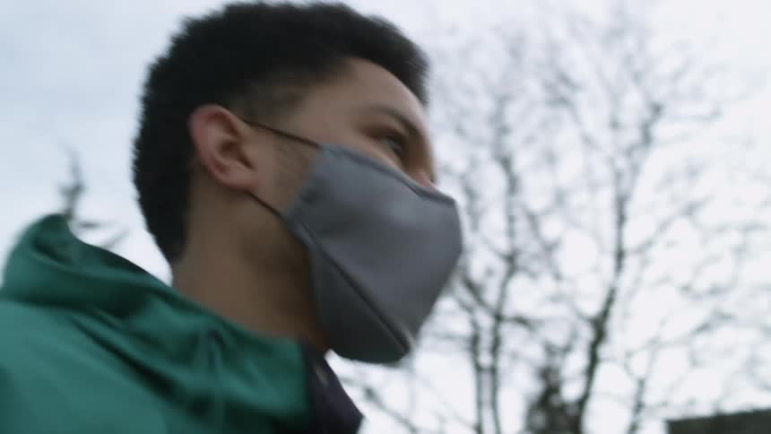A man running outside