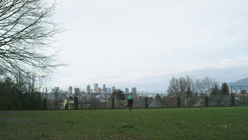A man running in a park