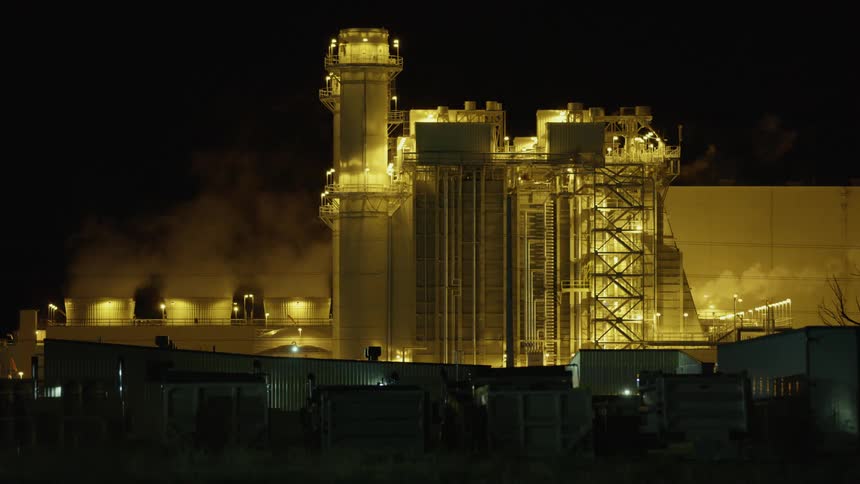 Industrial building at night
