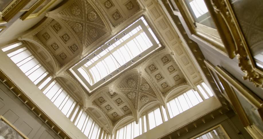 Sunlight shining through ornate ceiling windows