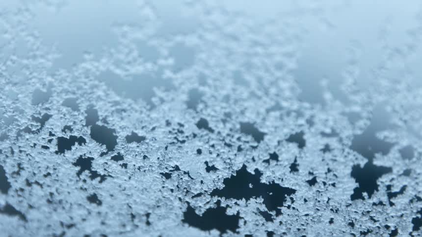 Frozen ice crystals in winter