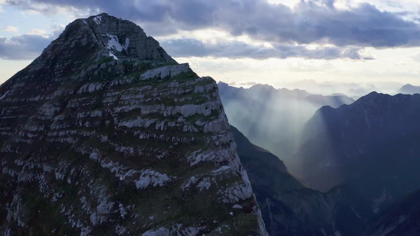 Aerial shot of a mountain cliff