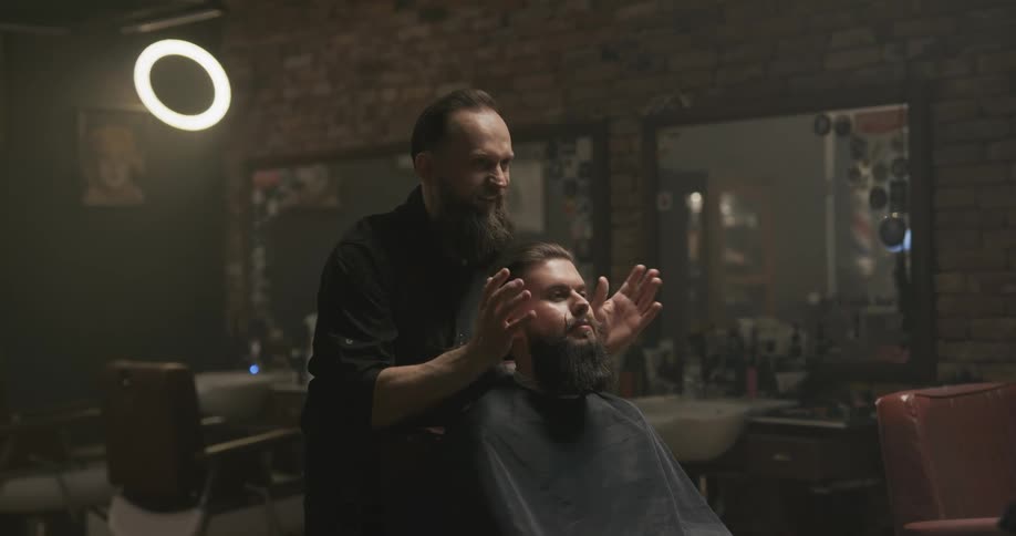 A man preparing to get a haircut