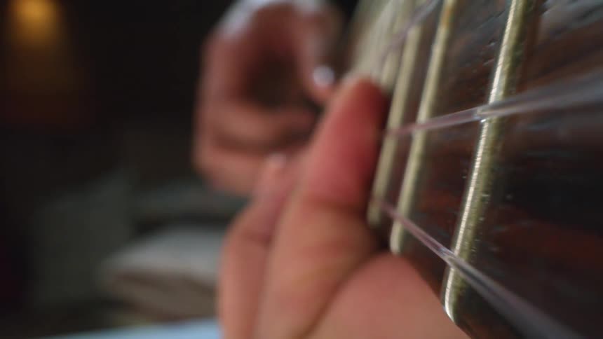 A person is playing the guitar