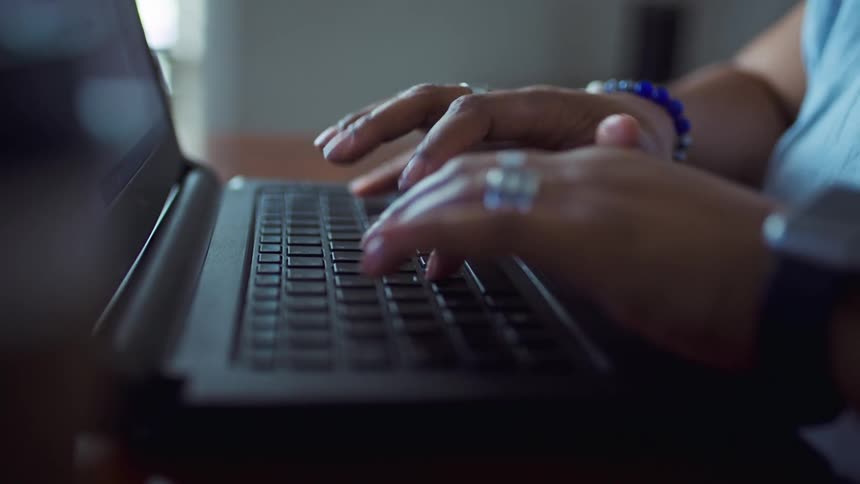 A woman using a laptop