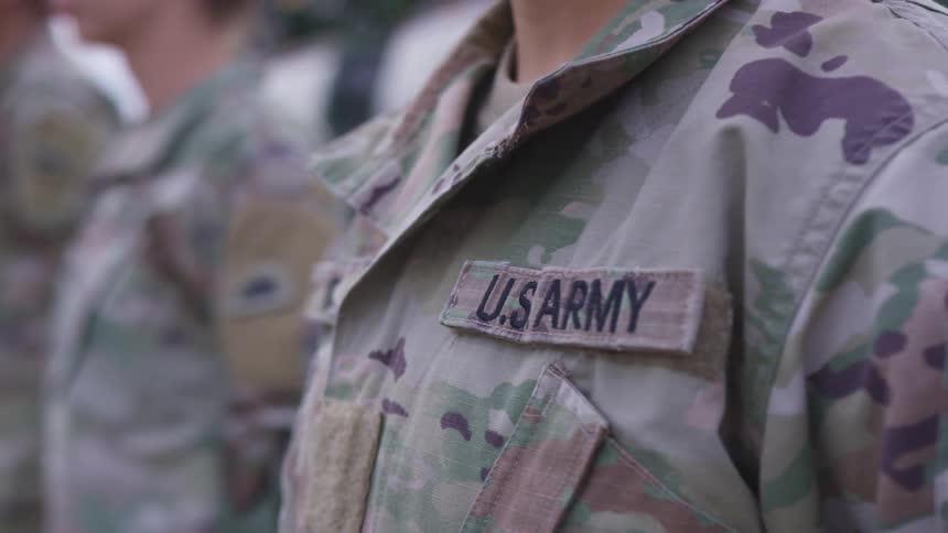 Close up of the military uniform of an united states army soldier