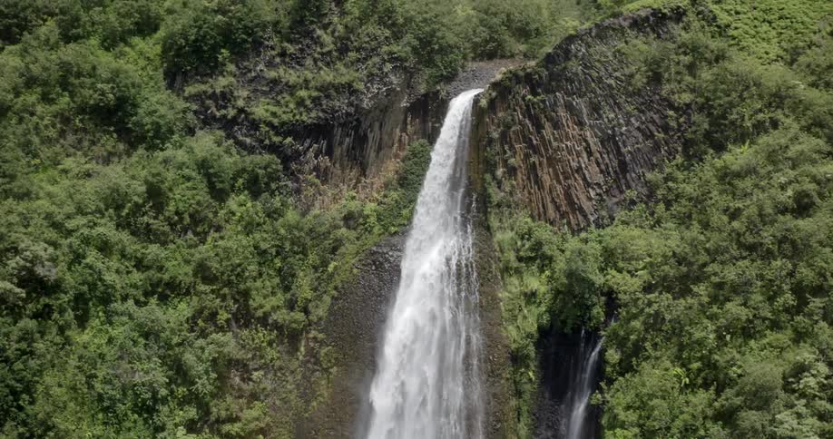 A waterfall rolling down a cliff side