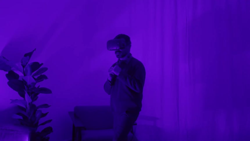 A man is boxing while using virtual reality