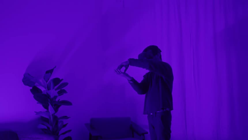 A man plays a virtual reality game