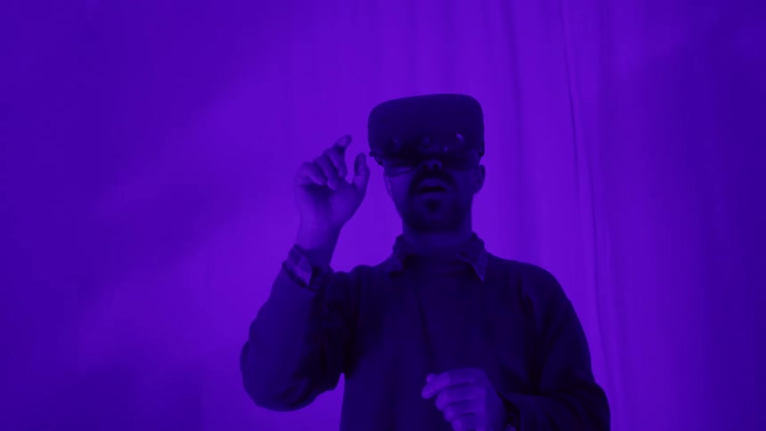 A man playing with vr