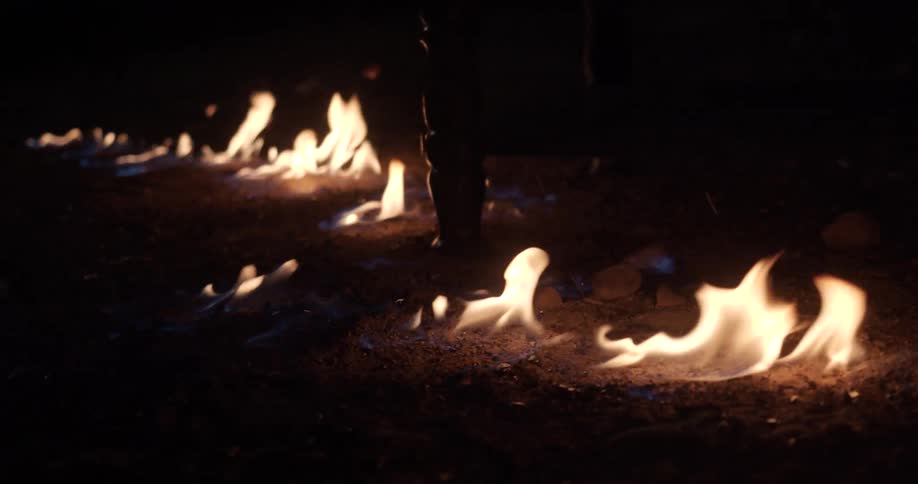 The ground is burning at night