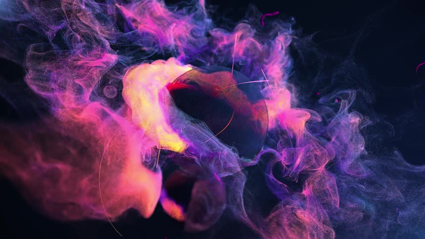 A view of smoke orbiting a sphere