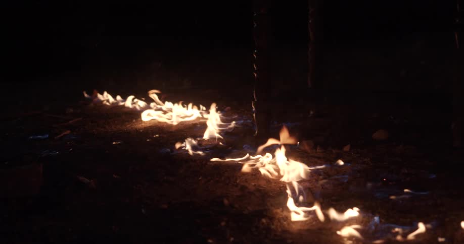 The ground is burning at night