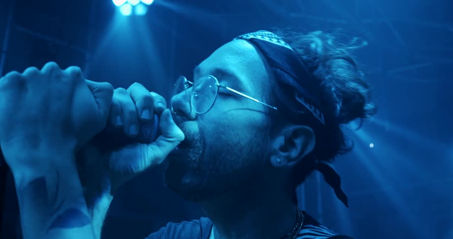 A band is performing on stage