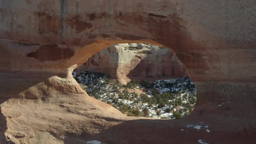 An aerial view of a rock formation