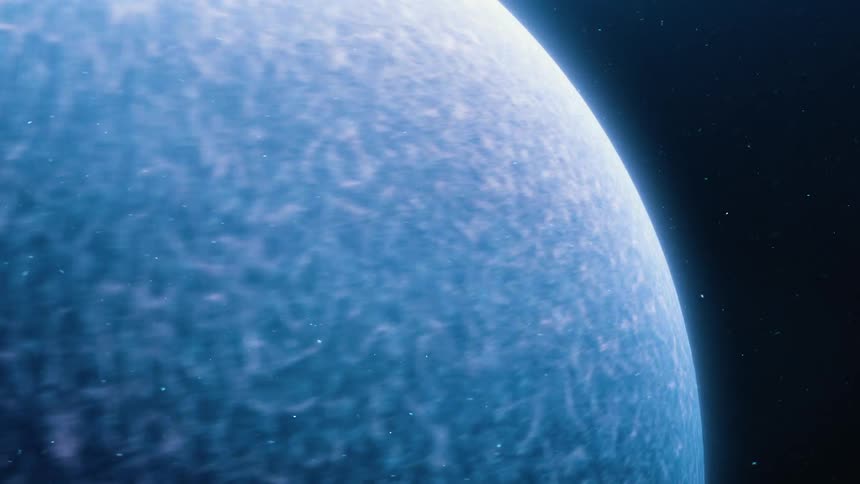 A neutron star spins quickly as electric blue light dances across its surface