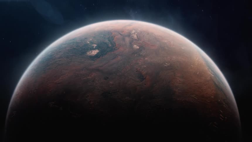 An alien planet rotating in outer space