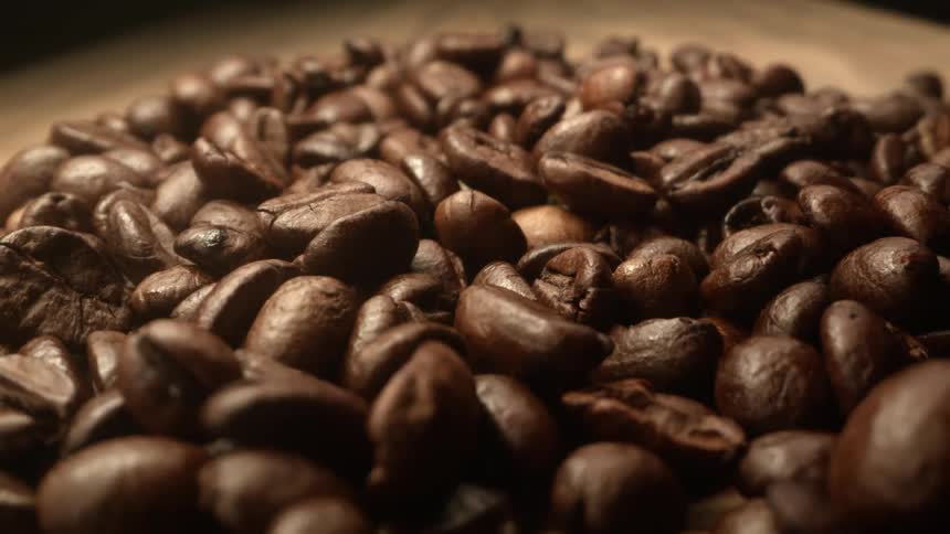 Coffee beans piled on a plate