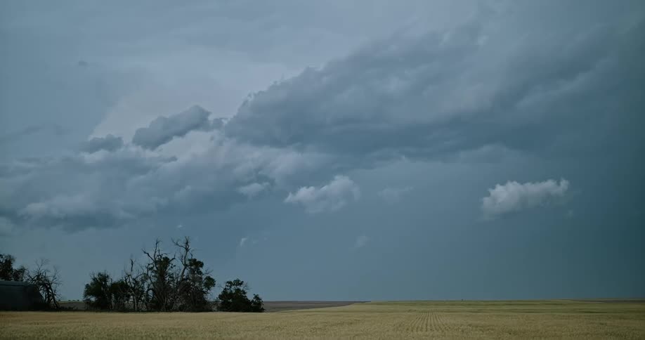 The lightning flashes through the clouds