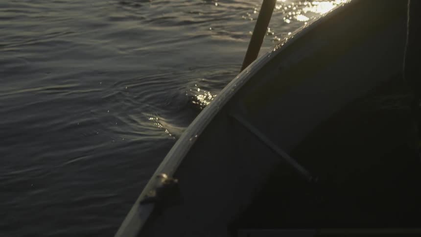 A person is rowing a boat in the water