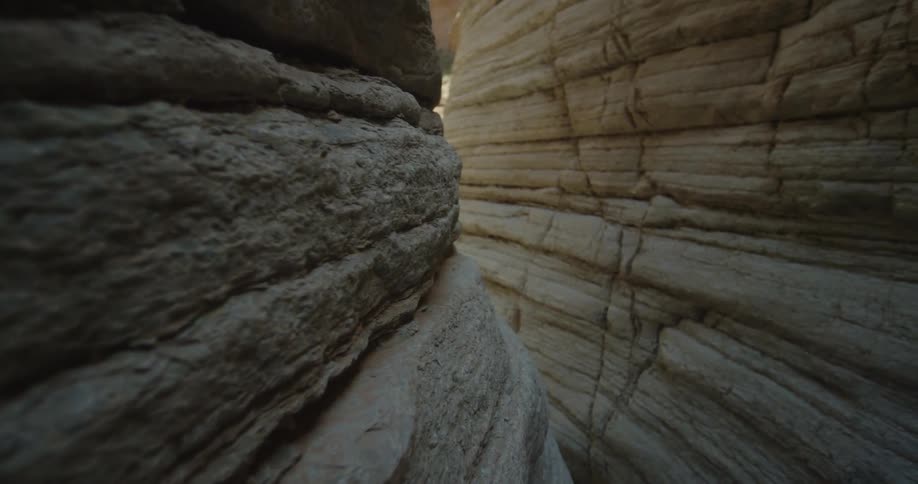 Strong leading lines take the viewer on a visual journey deeper into a slot canyon in the heart of Grand Canyon National Park in Arizona