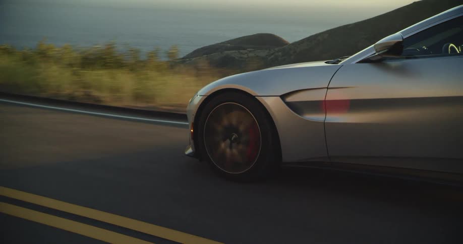 A car driving down a road